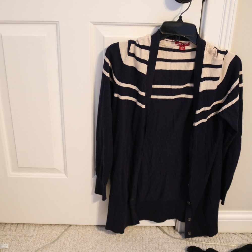Navy & Cream striped cardigan
